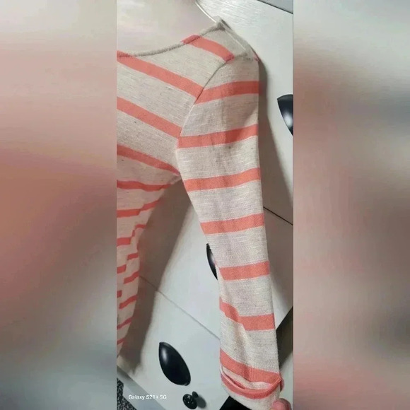Ginger G striped scoop neck top, 3/4 sleeve, womens medium, lightweight stretchy - Picture 14 of 16